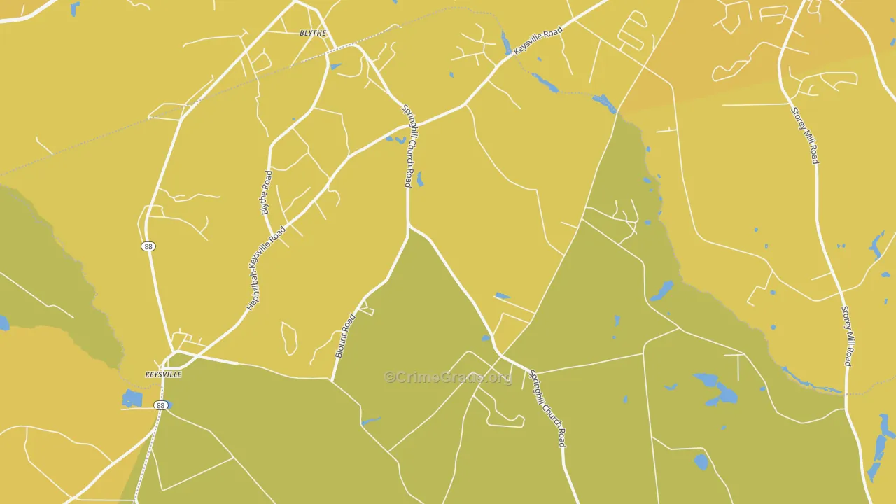 Ellwood, GA Map of Vehicle Theft Rates