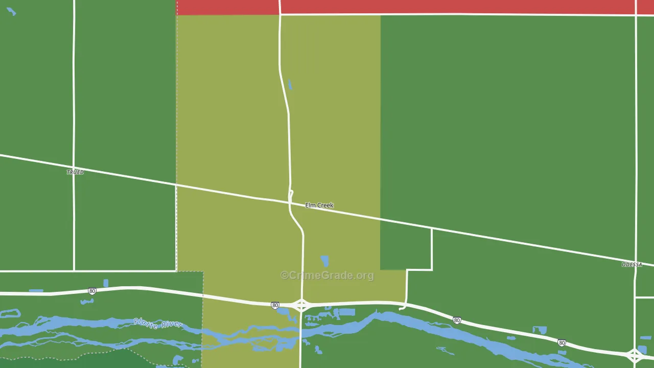 Elm Creek, NE Map of Vehicle Theft Rates