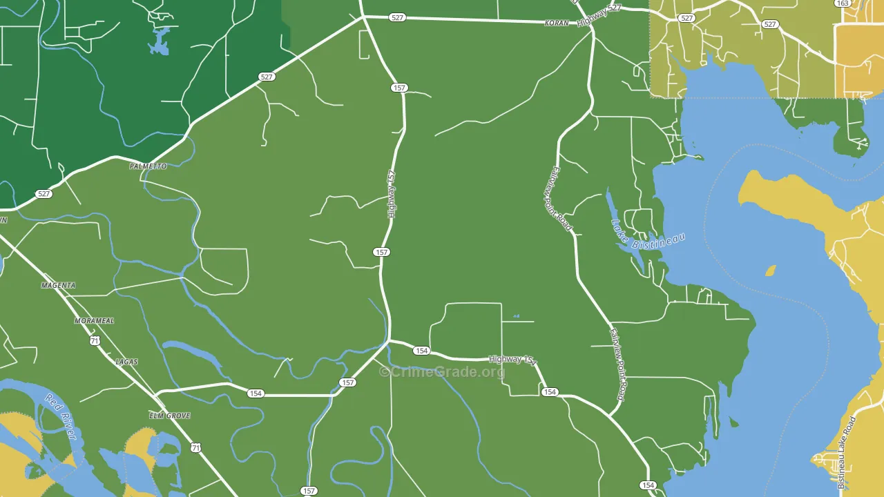 Elm Grove, LA Map of Vehicle Theft Rates