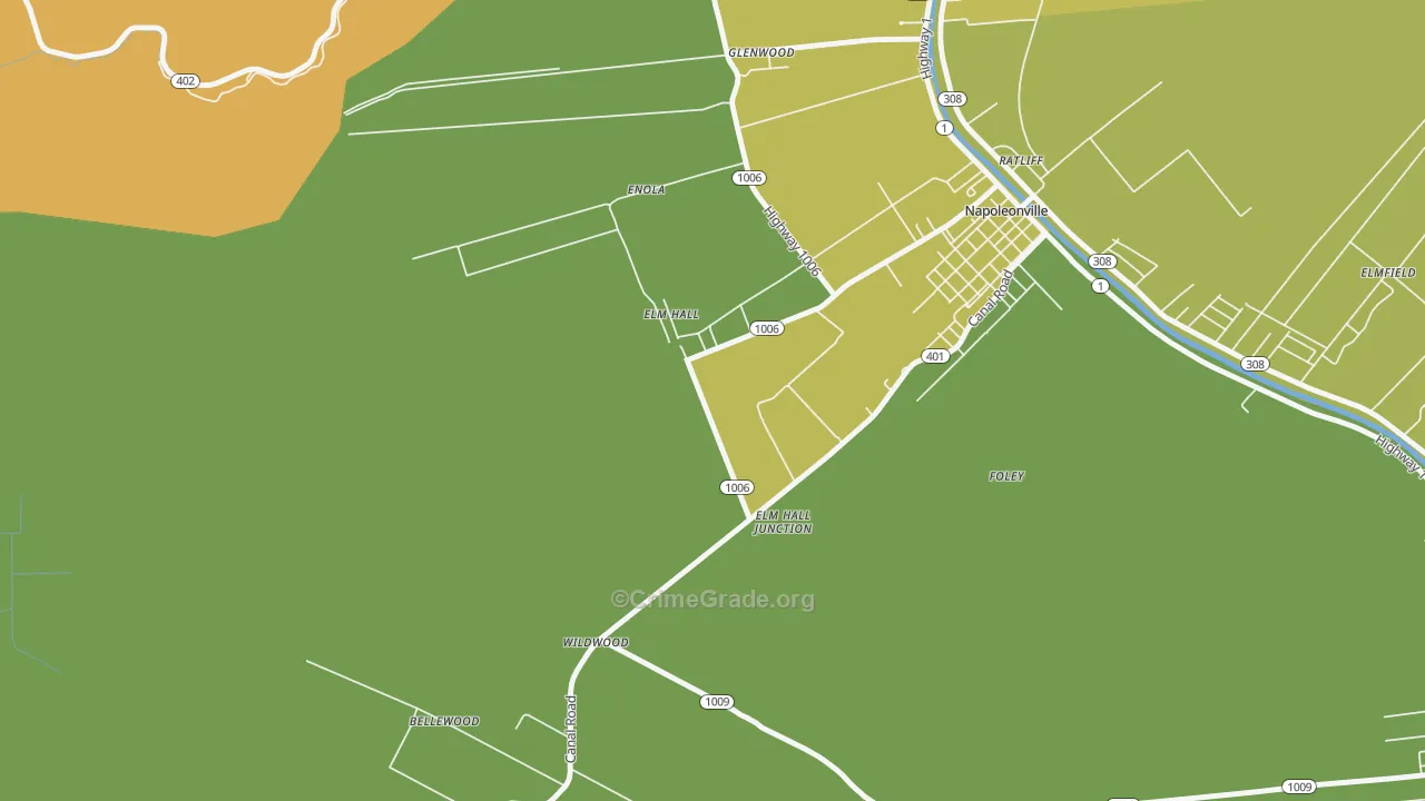Elm Hall, LA Map of Vehicle Theft Rates