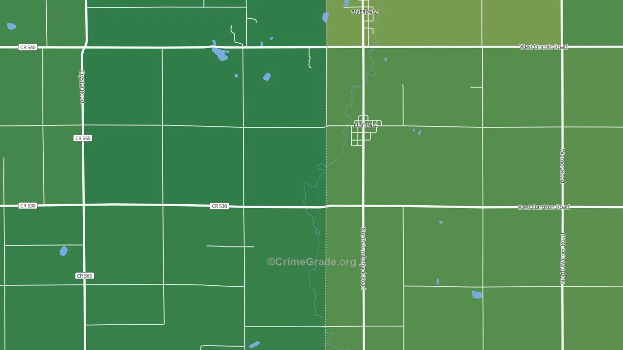 Elm Hall, MI Map of Vehicle Theft Rates