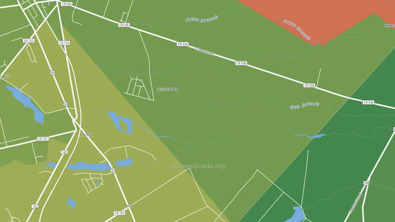 Elm, NJ Map of Vehicle Theft Rates