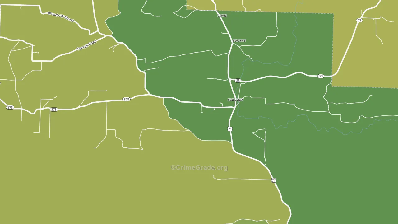 Elm Park, AR Map of Vehicle Theft Rates