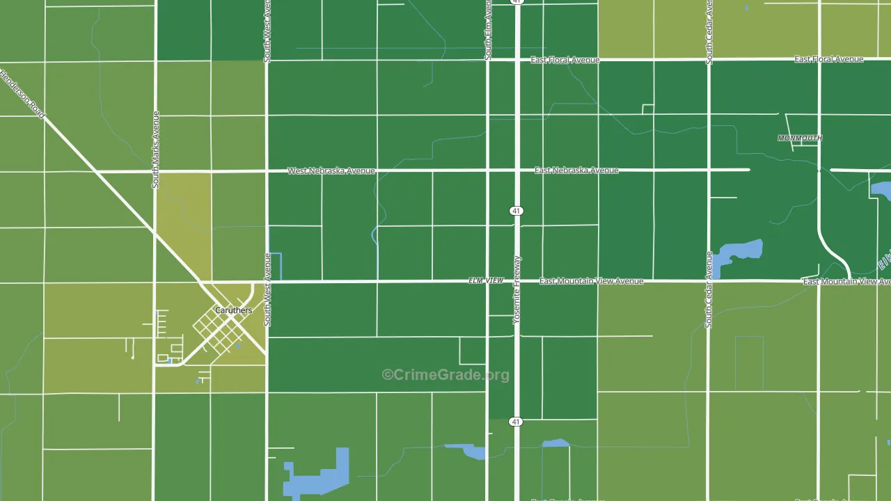 Elm View, CA Map of Vehicle Theft Rates
