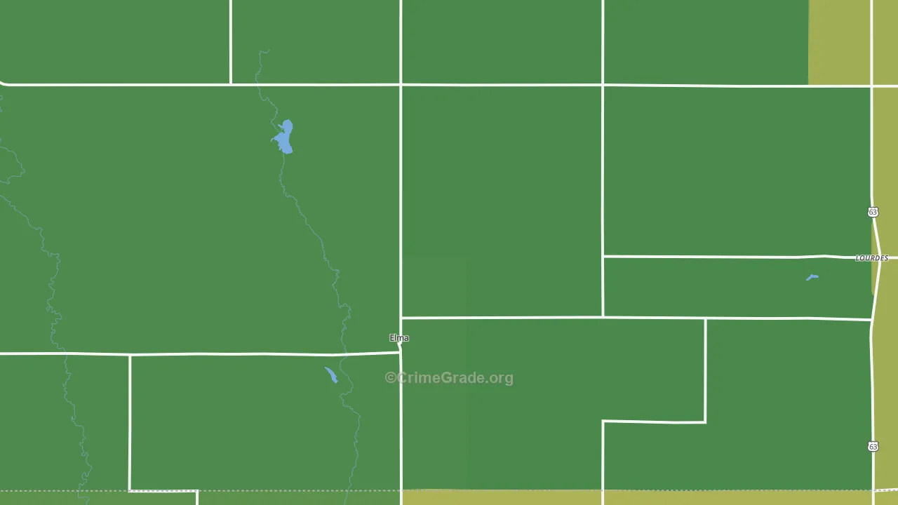 Elma, IA Map of Vehicle Theft Rates