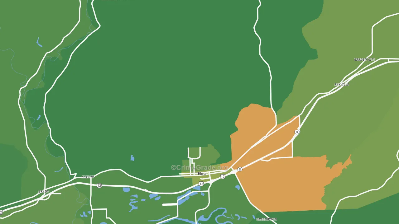Elma, WA Map of Vehicle Theft Rates