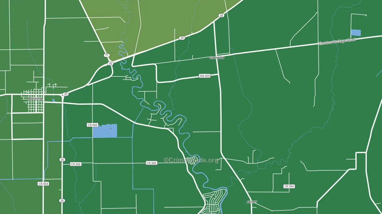 Elmaton, TX Map of Vehicle Theft Rates