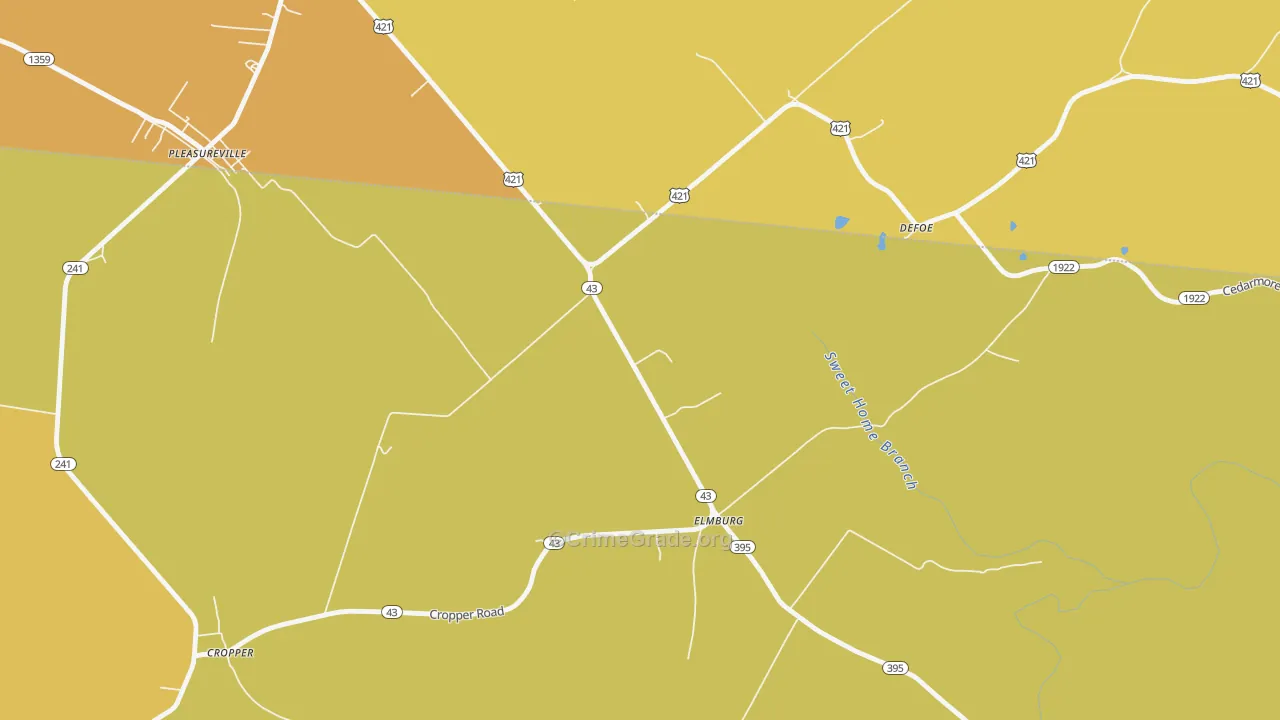 Elmburg, KY Map of Vehicle Theft Rates