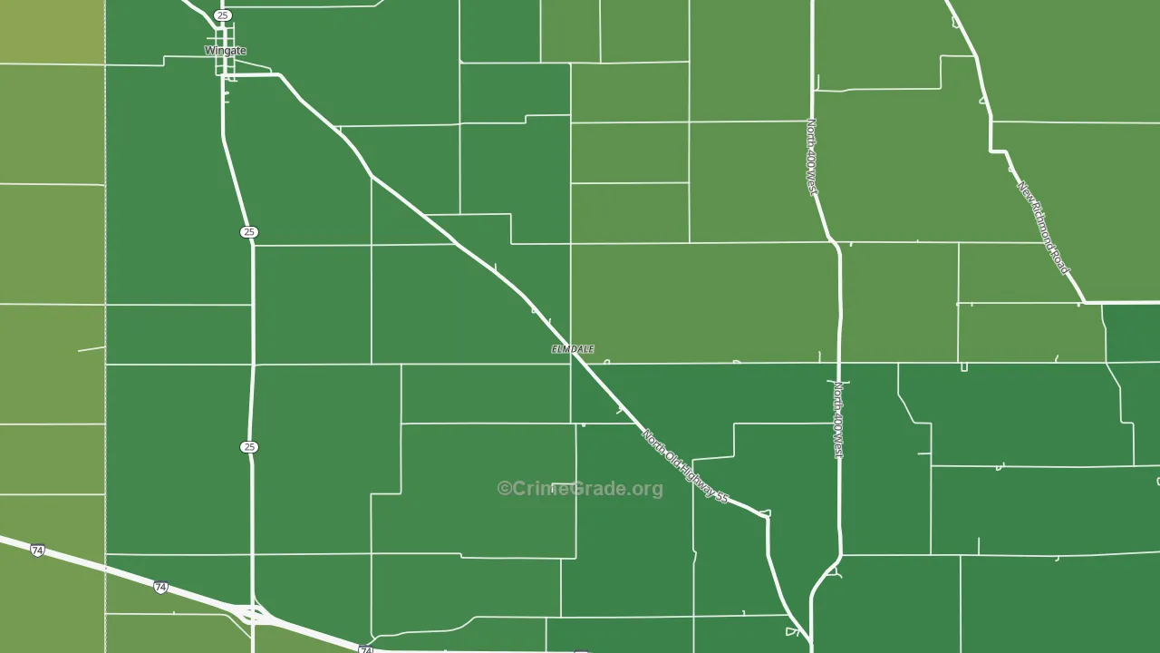 Elmdale, IN Map of Vehicle Theft Rates