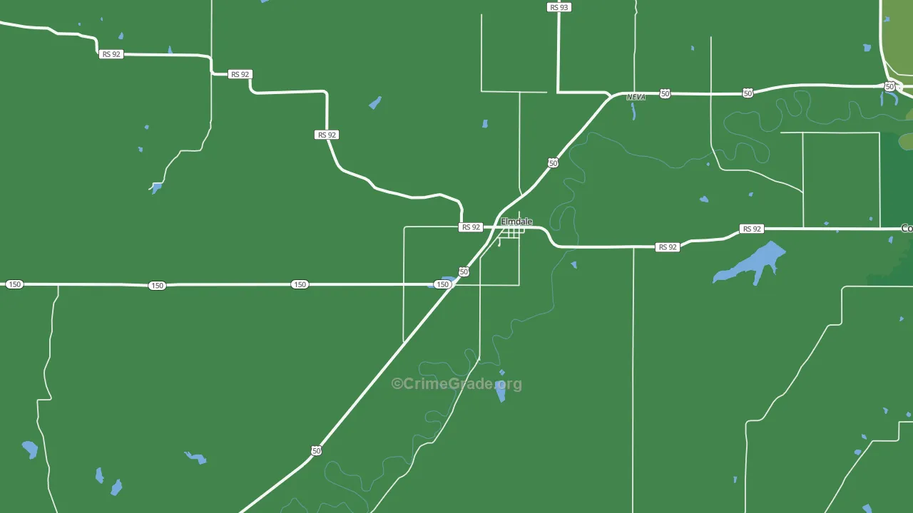 Elmdale, KS Map of Vehicle Theft Rates
