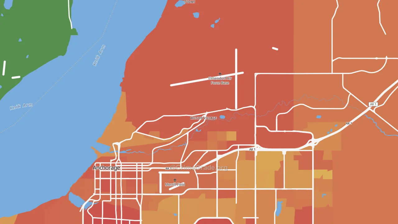 Elmendorf Afb, AK Map of Vehicle Theft Rates