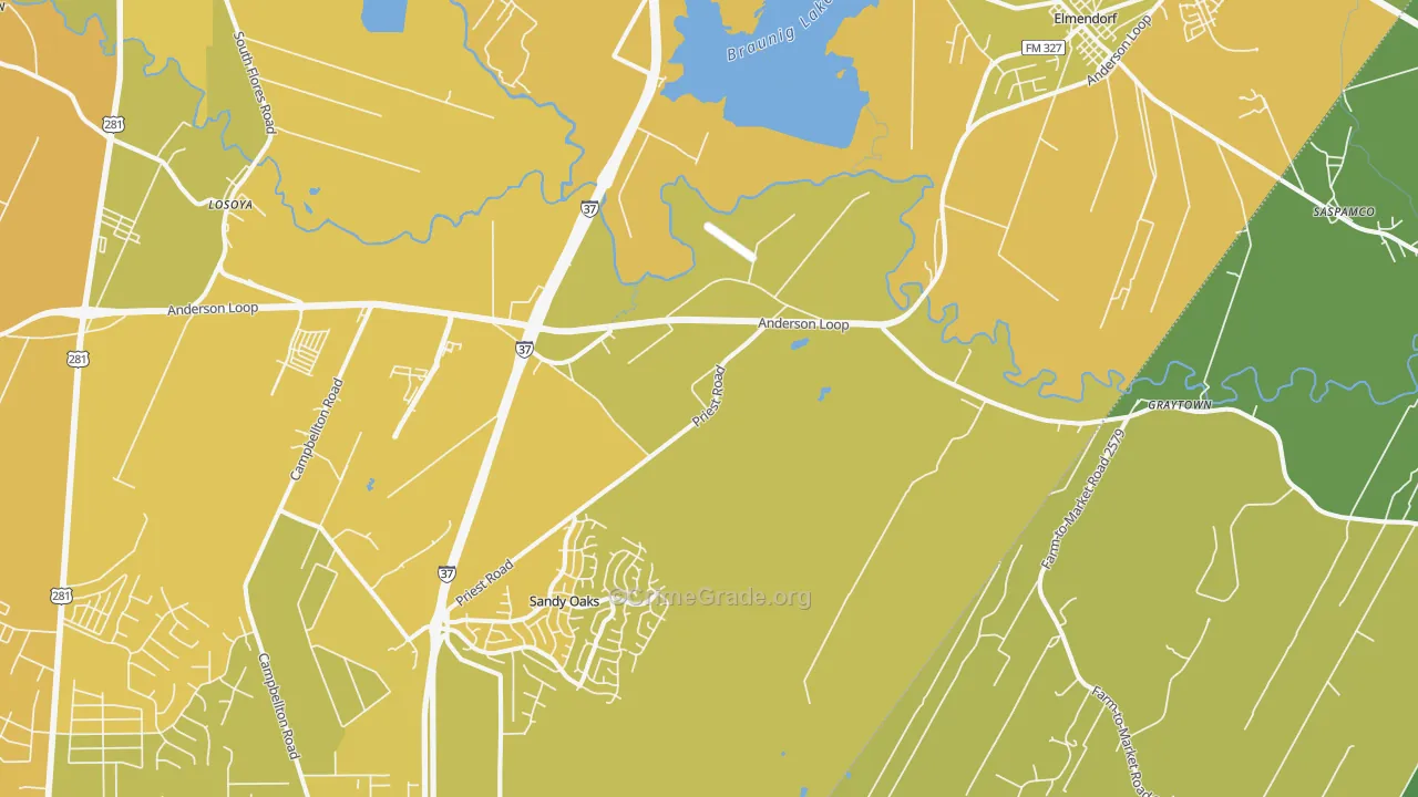 Elmendorf, TX Map of Vehicle Theft Rates