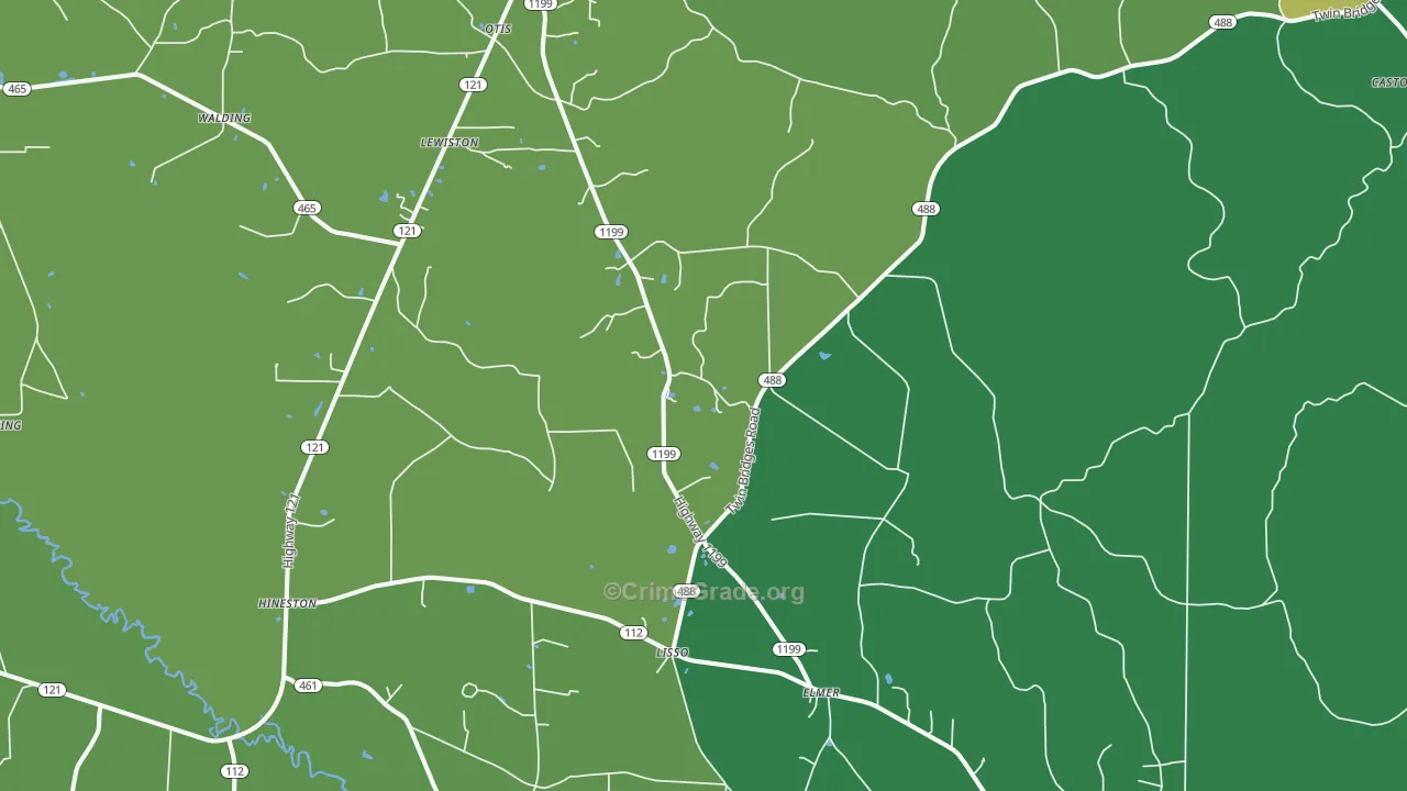 Elmer, LA Map of Vehicle Theft Rates