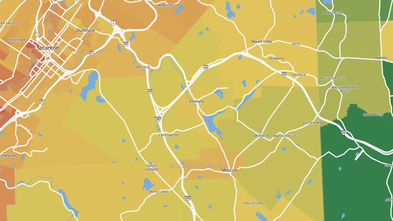 Elmhurst, PA Map of Vehicle Theft Rates
