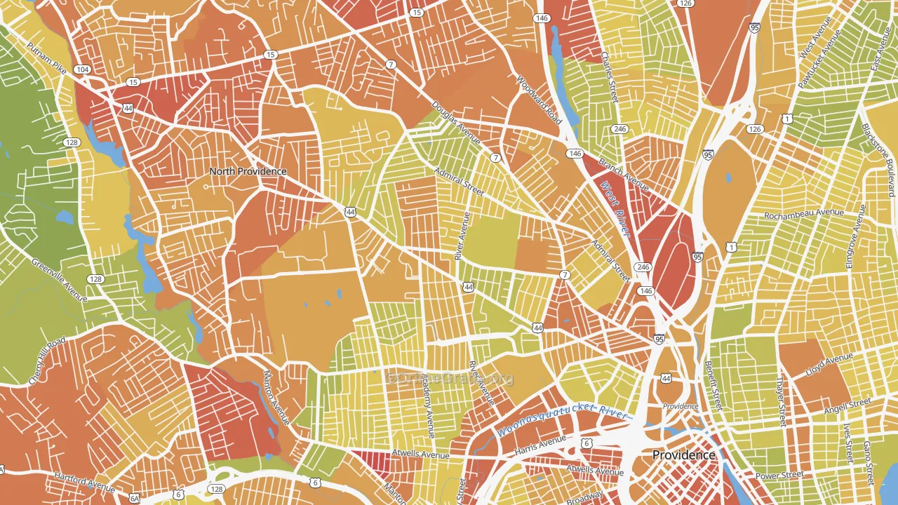 Elmhurst, Providence, RI Map of Vehicle Theft Rates