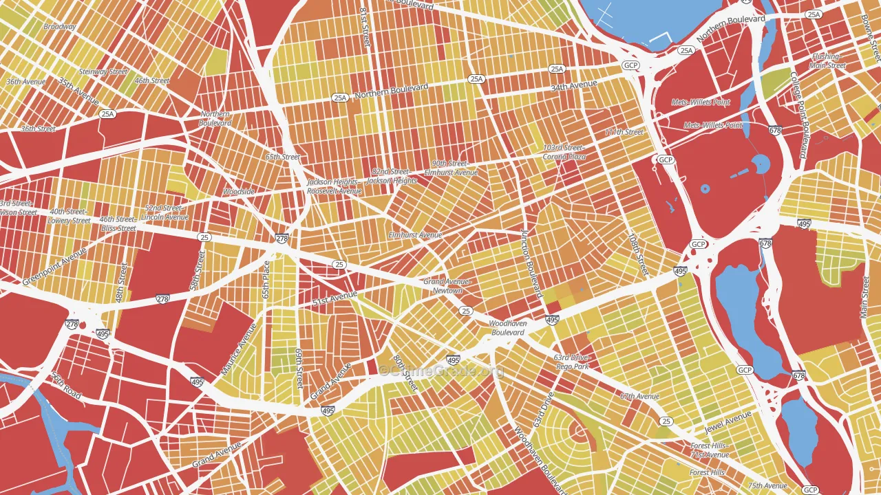 Elmhurst, Queens, NY Map of Vehicle Theft Rates