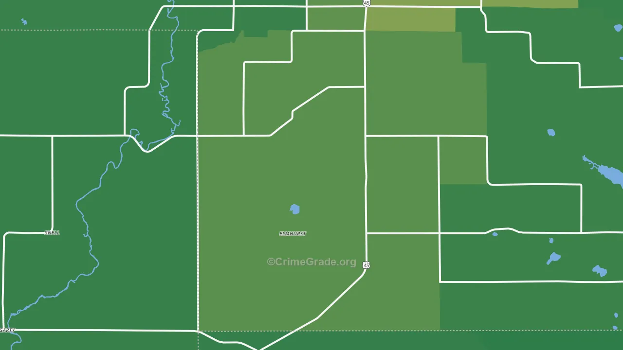 Elmhurst, WI Map of Vehicle Theft Rates