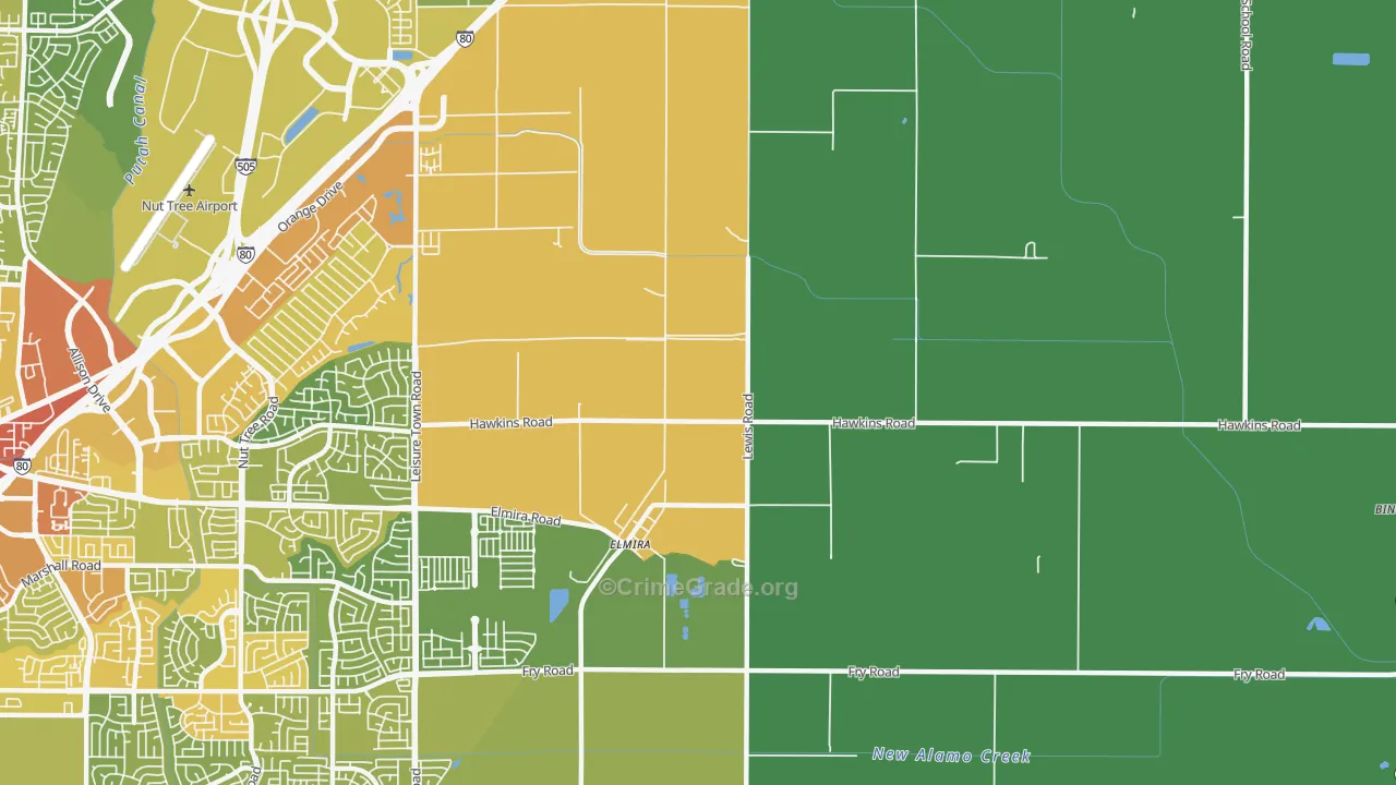 Elmira, CA Map of Vehicle Theft Rates