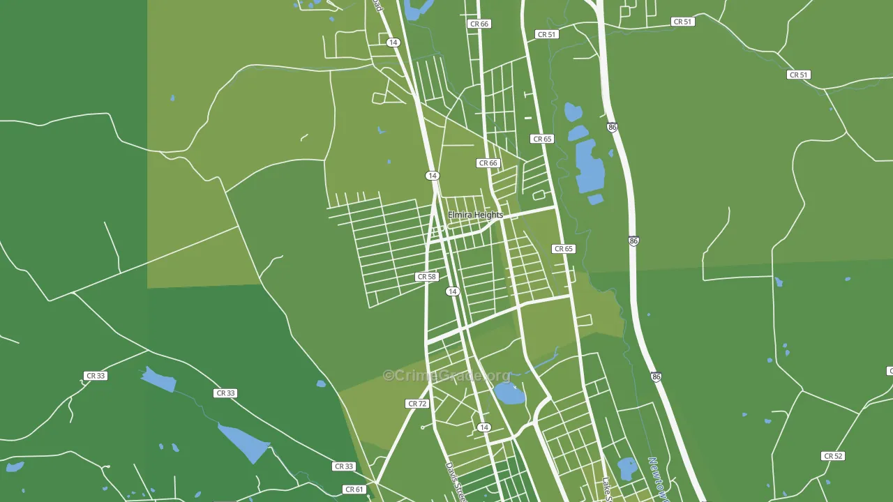 Elmira Heights, NY Map of Vehicle Theft Rates