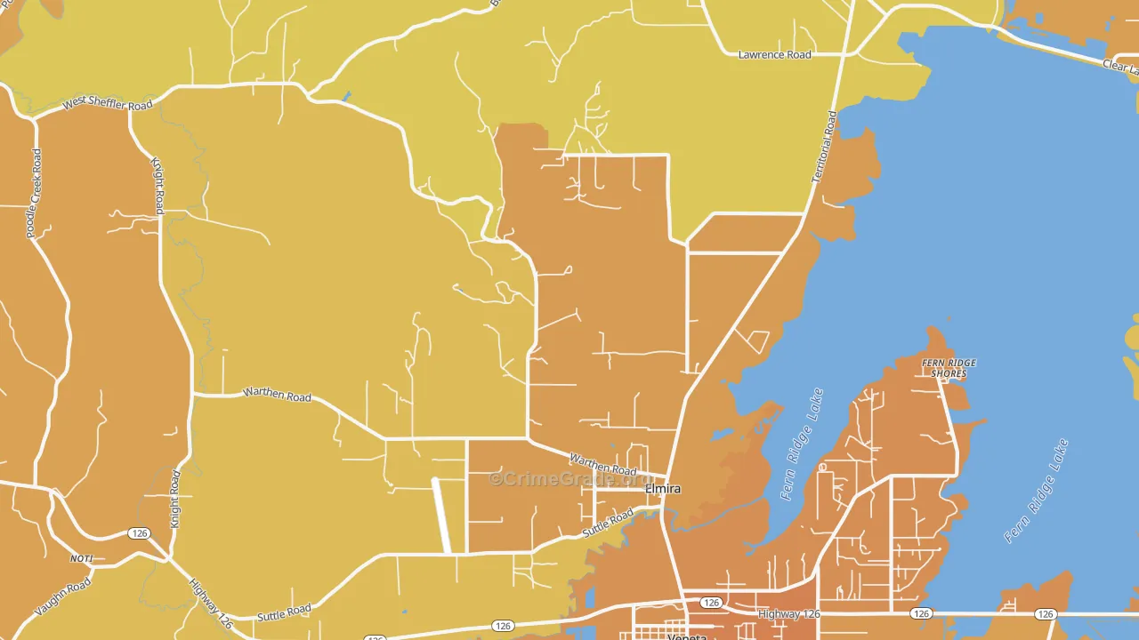 Elmira, OR Map of Vehicle Theft Rates