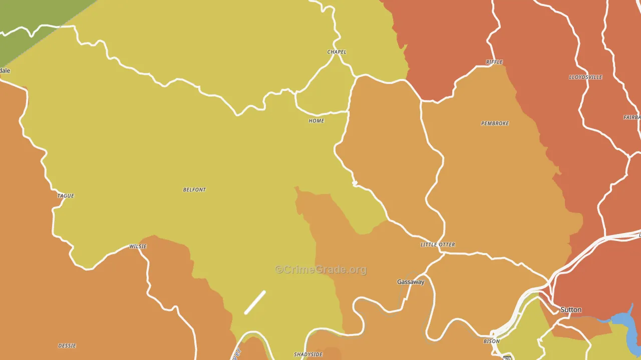 Elmira, WV Map of Vehicle Theft Rates