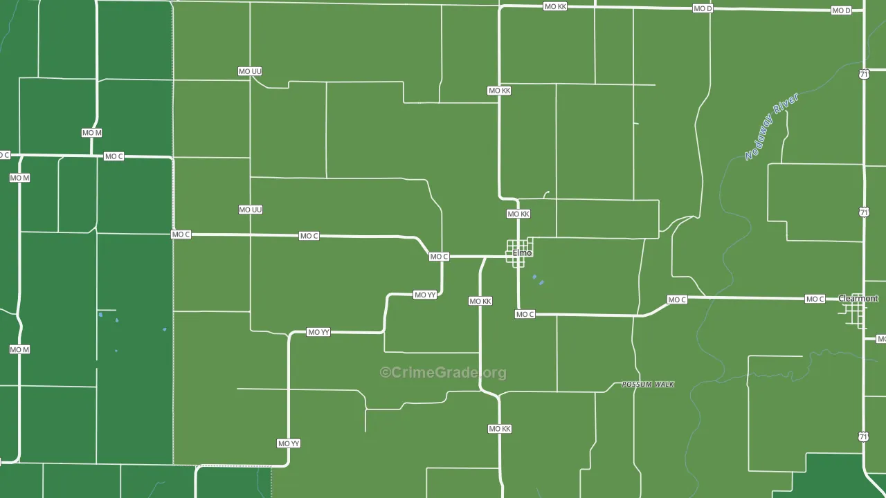 Elmo, MO Map of Vehicle Theft Rates