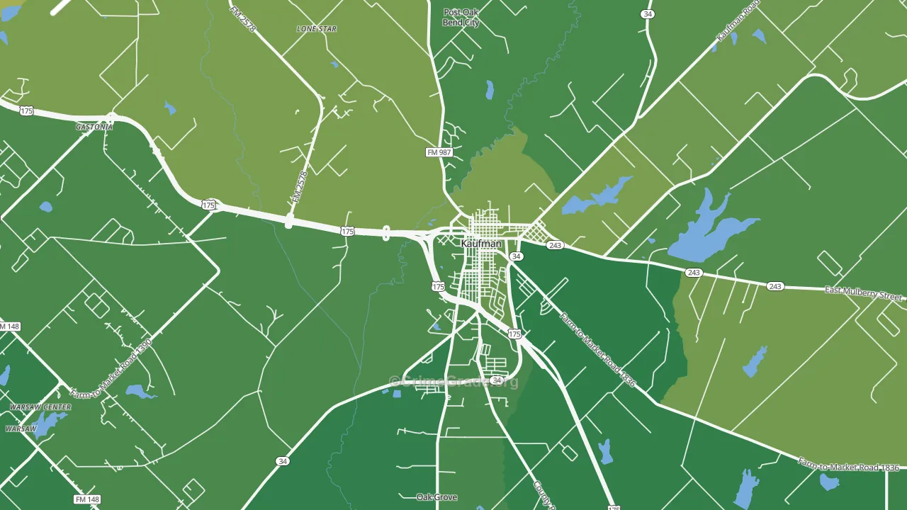 Elmo, TX Map of Vehicle Theft Rates