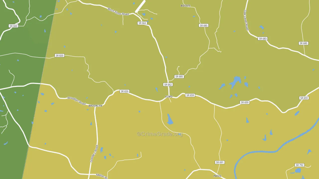 Elmo, VA Map of Vehicle Theft Rates