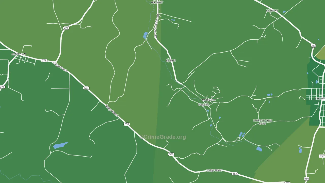 Elmora, PA Map of Vehicle Theft Rates