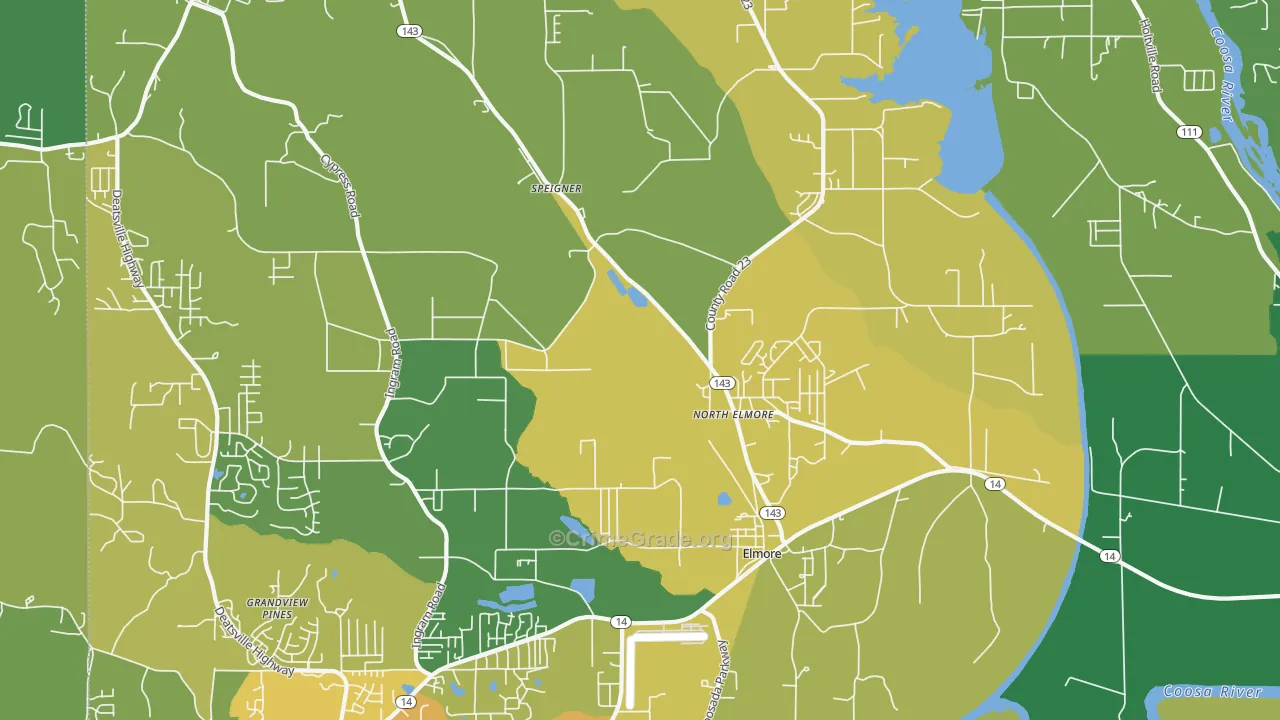 Elmore, AL Map of Vehicle Theft Rates