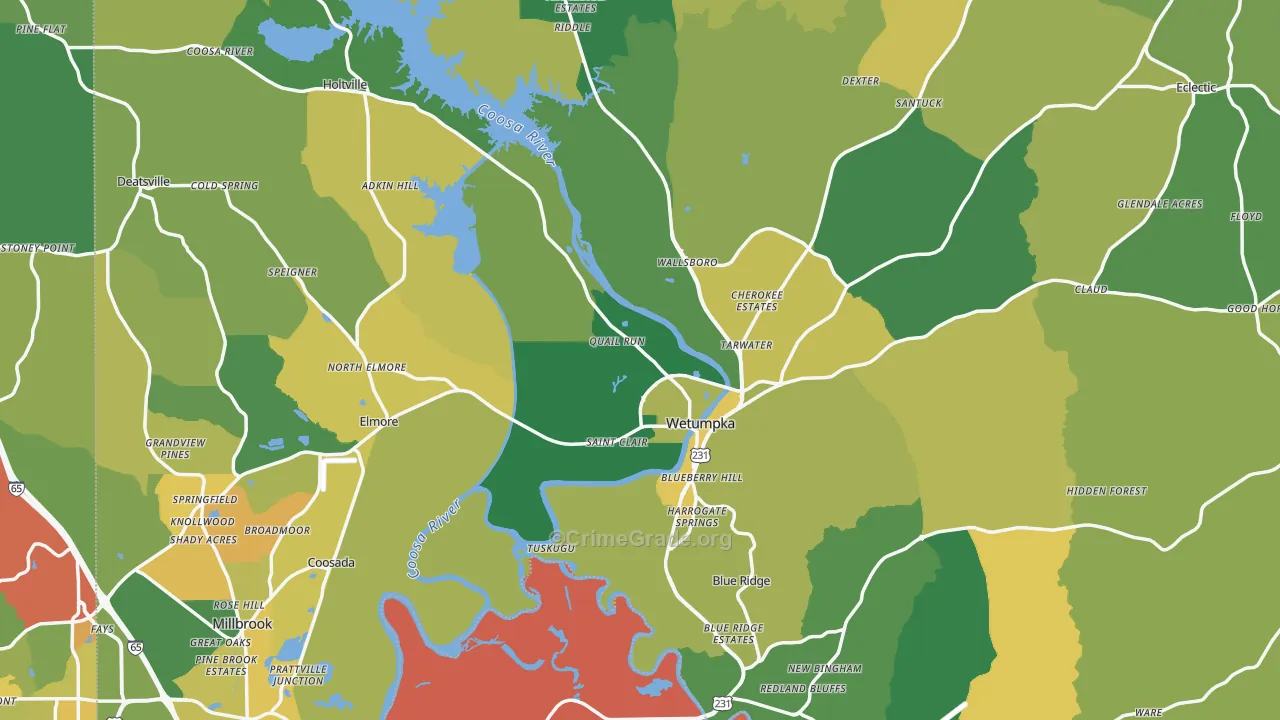 Elmore County, AL Map of Vehicle Theft Rates