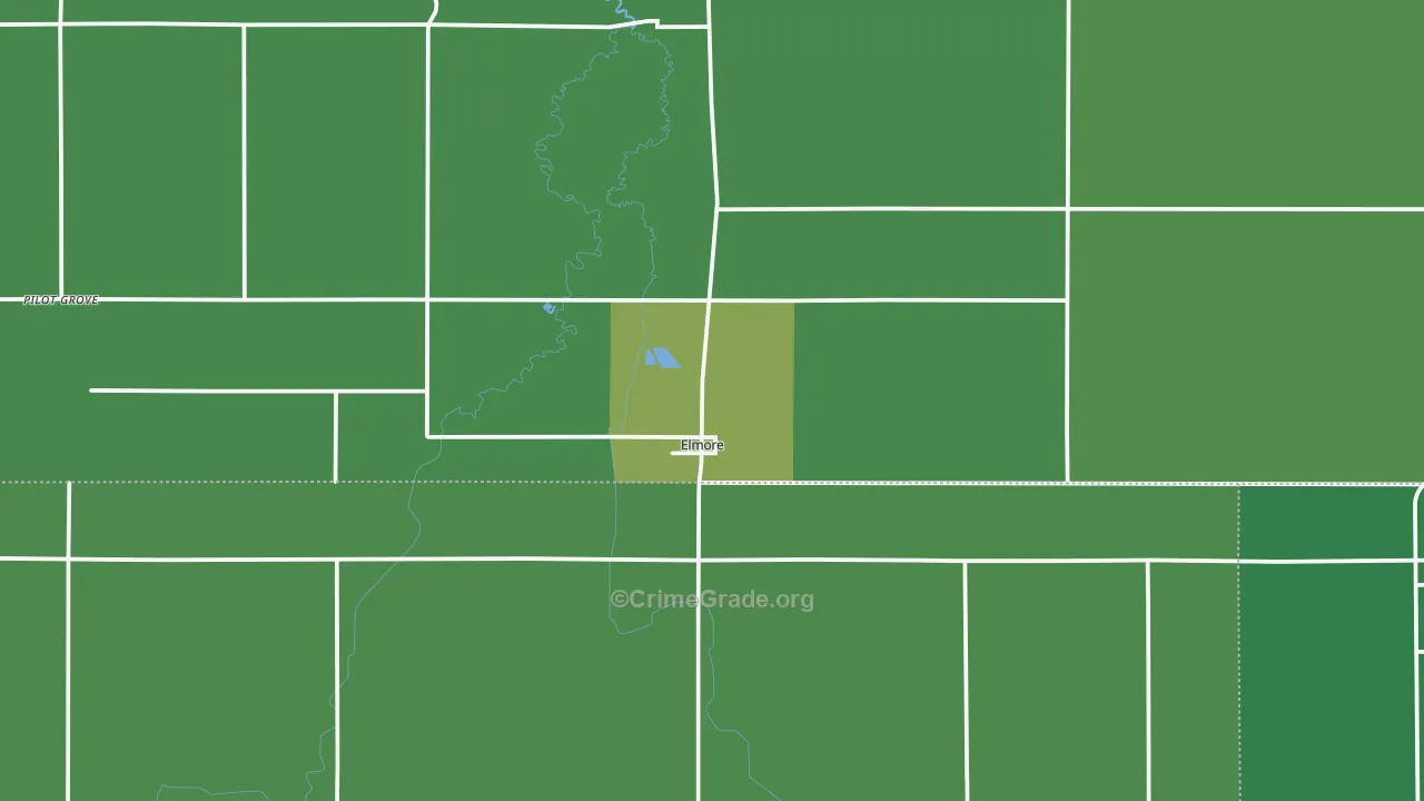 Elmore, MN Map of Vehicle Theft Rates