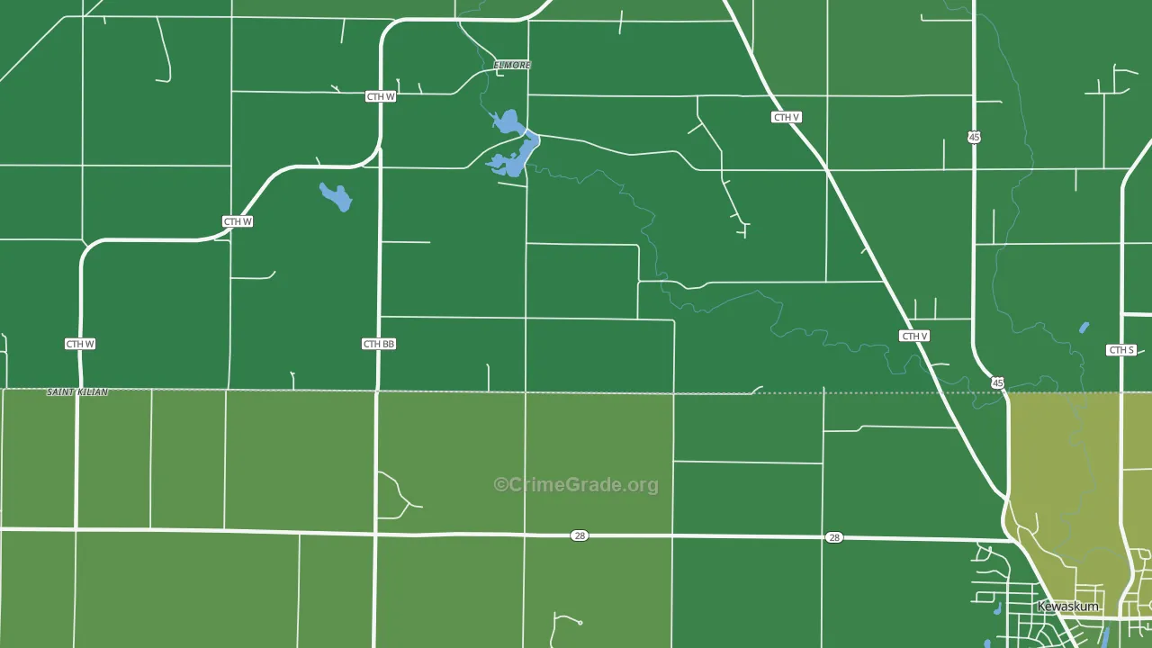 Elmore, WI Map of Vehicle Theft Rates