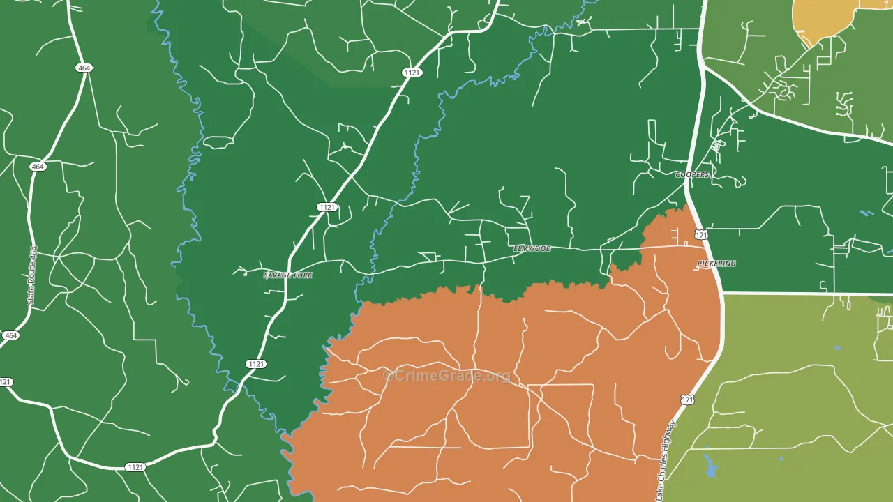 Elmwood, LA Map of Vehicle Theft Rates