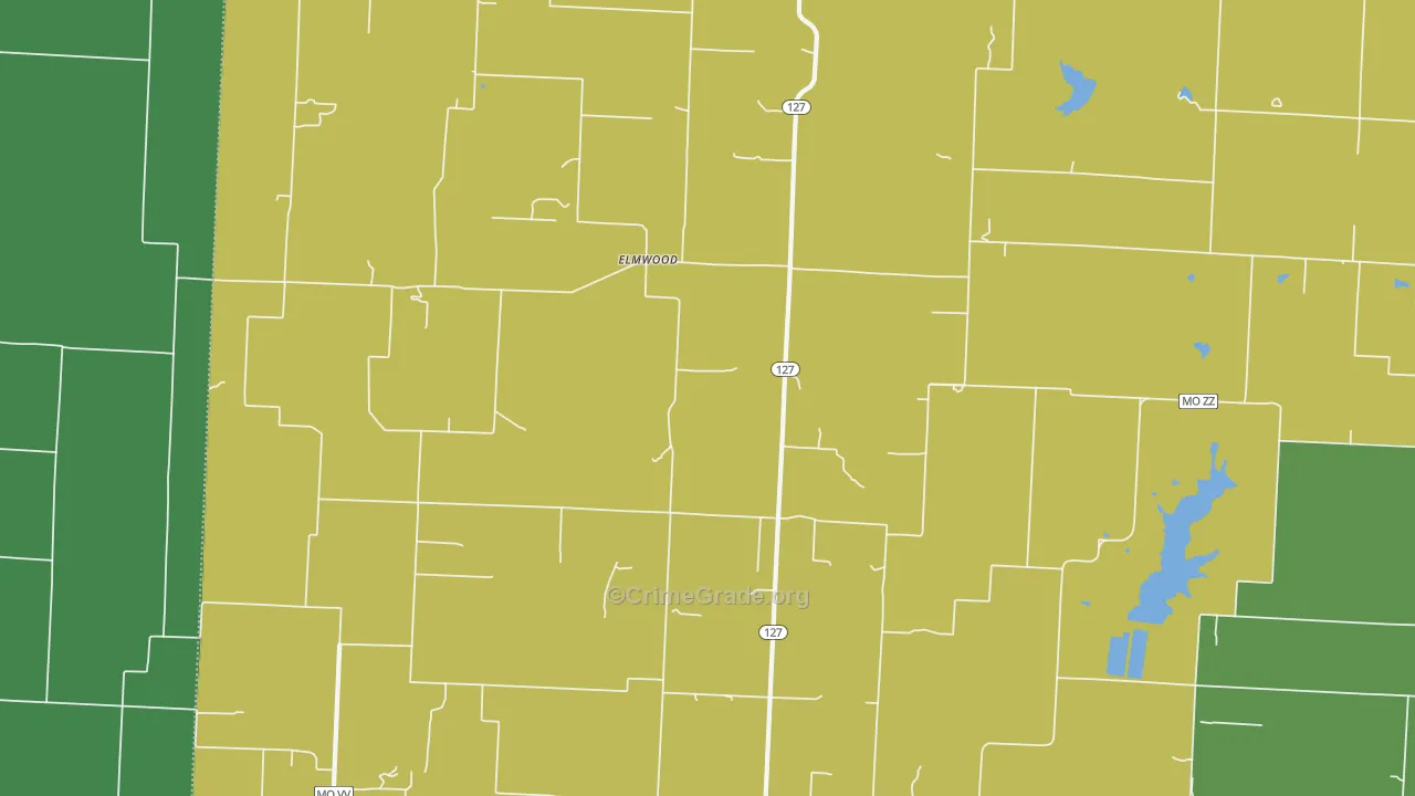 Elmwood, MO Map of Vehicle Theft Rates