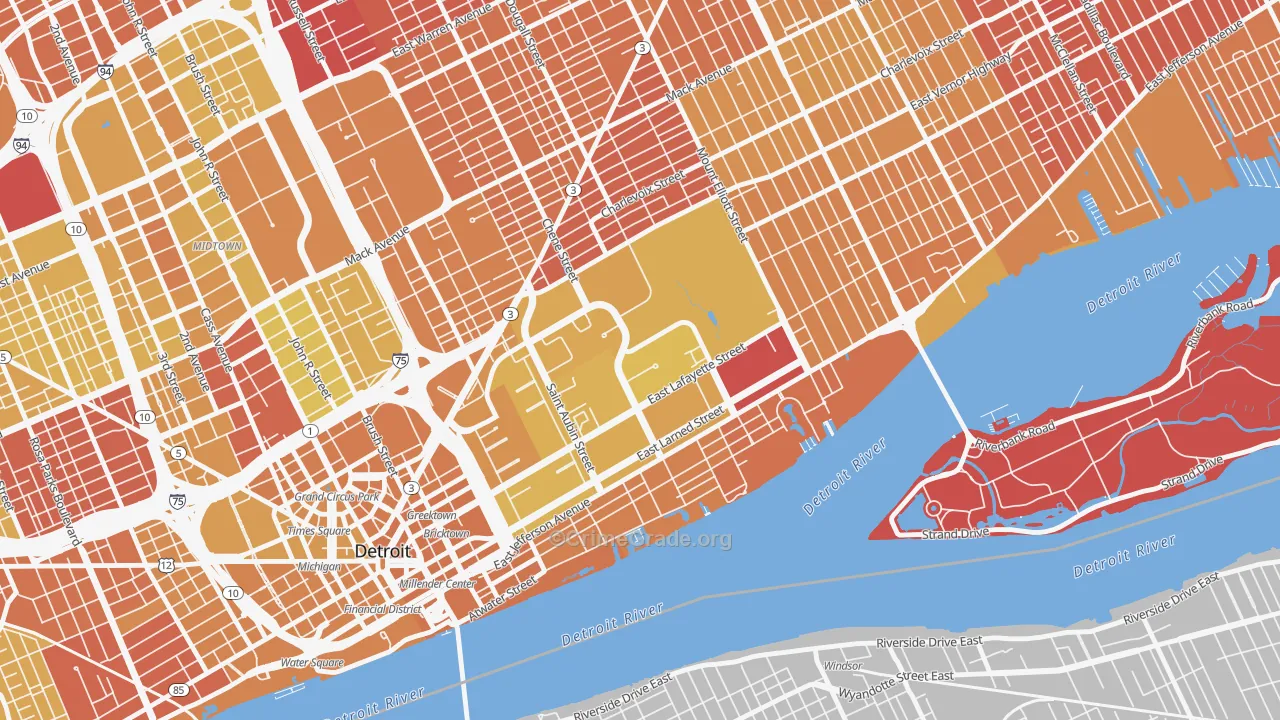 Elmwood Park, Detroit, MI Map of Vehicle Theft Rates
