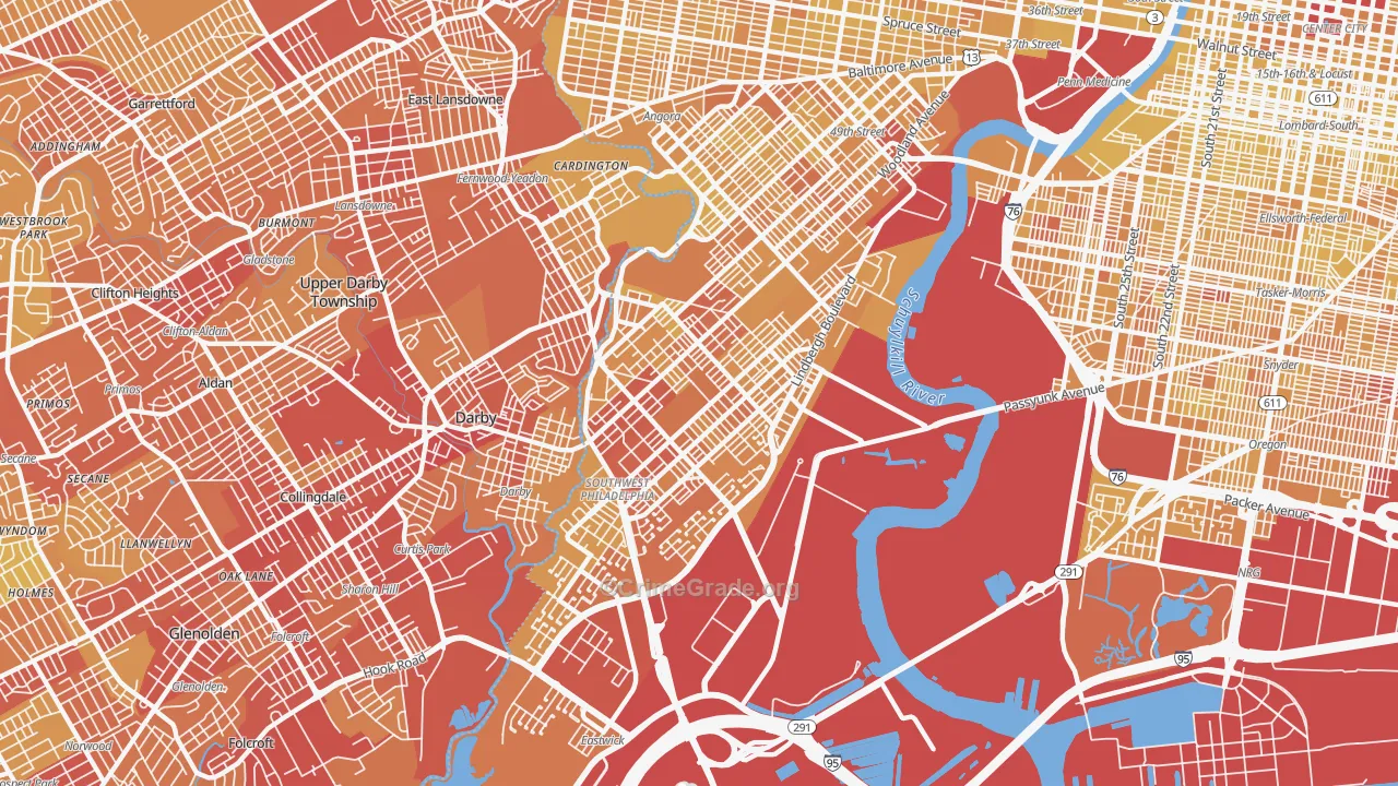 Elmwood, Philadelphia, PA Map of Vehicle Theft Rates