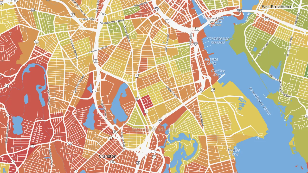 Elmwood, Providence, RI Map of Vehicle Theft Rates