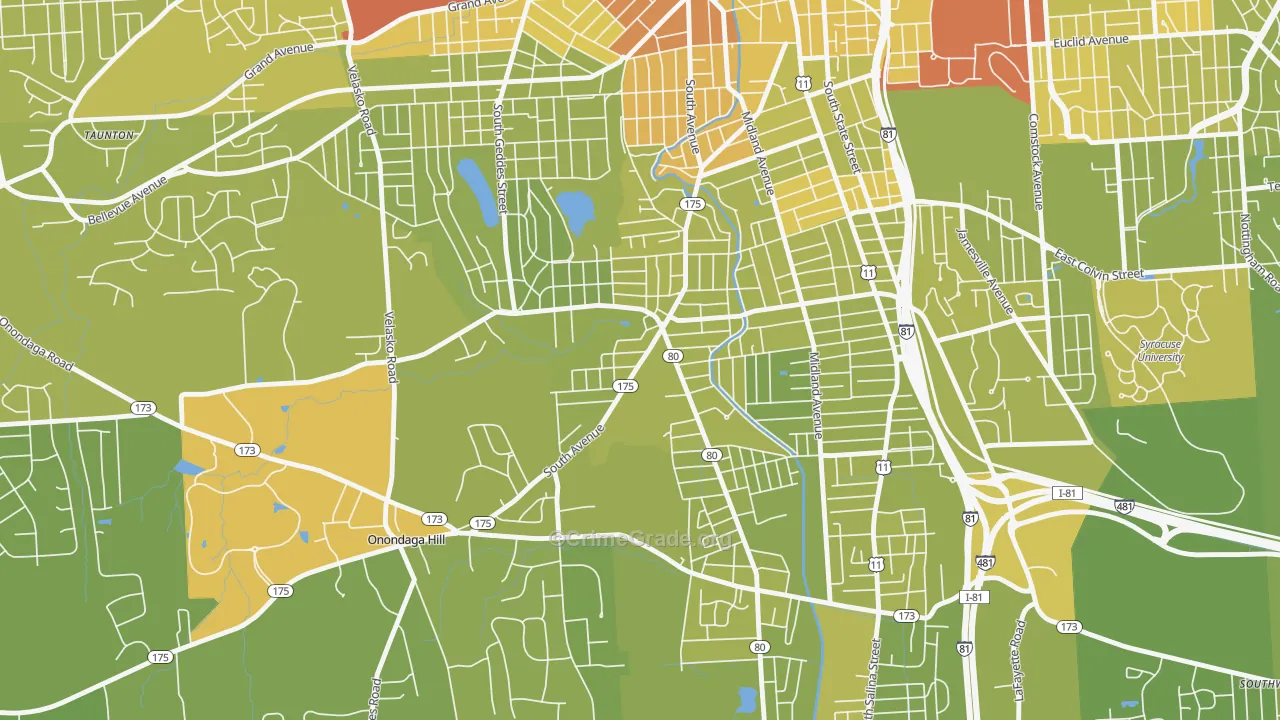 Elmwood, Syracuse, NY Map of Vehicle Theft Rates