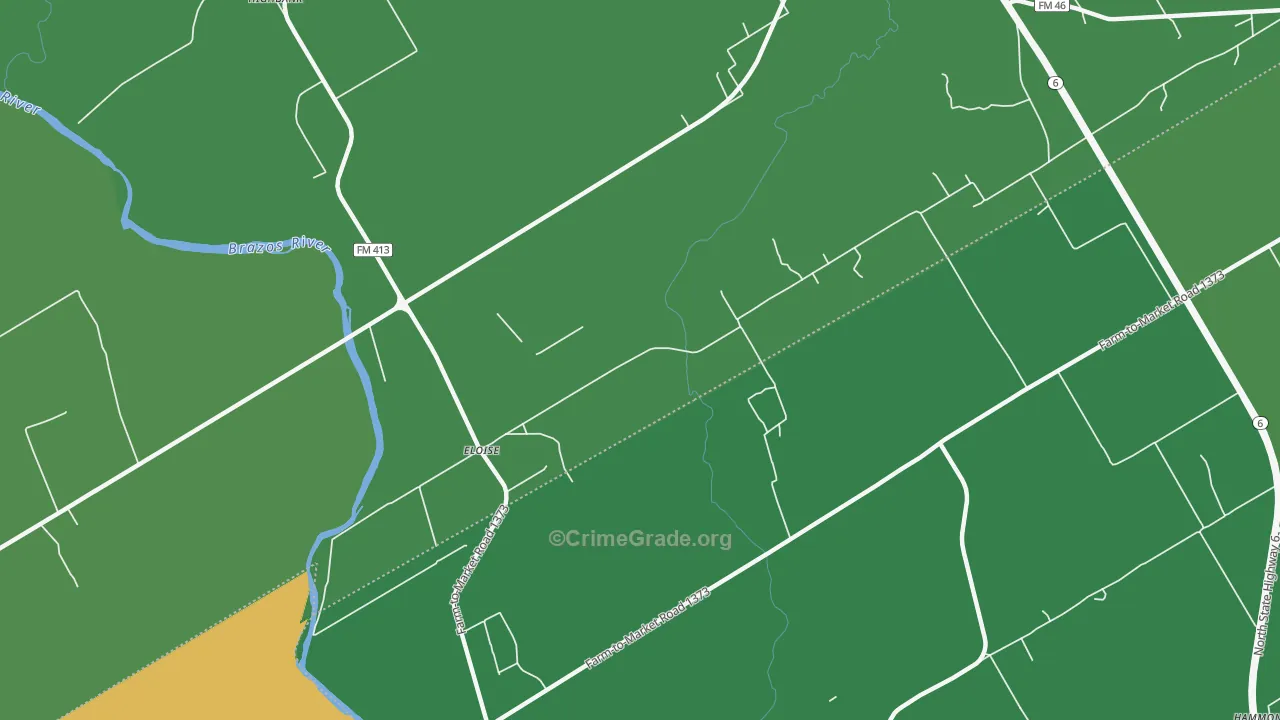 Eloise, TX Map of Vehicle Theft Rates