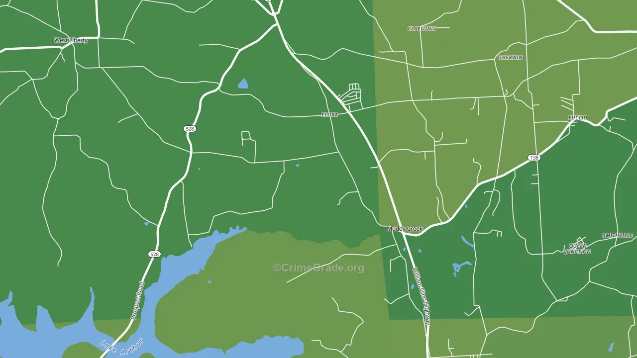 Elora, PA Map of Vehicle Theft Rates