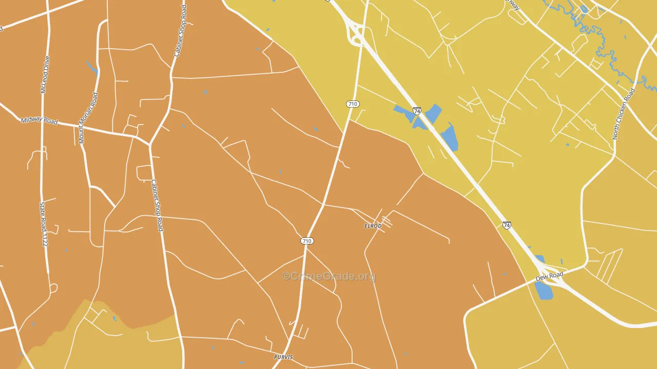 Elrod, NC Map of Vehicle Theft Rates