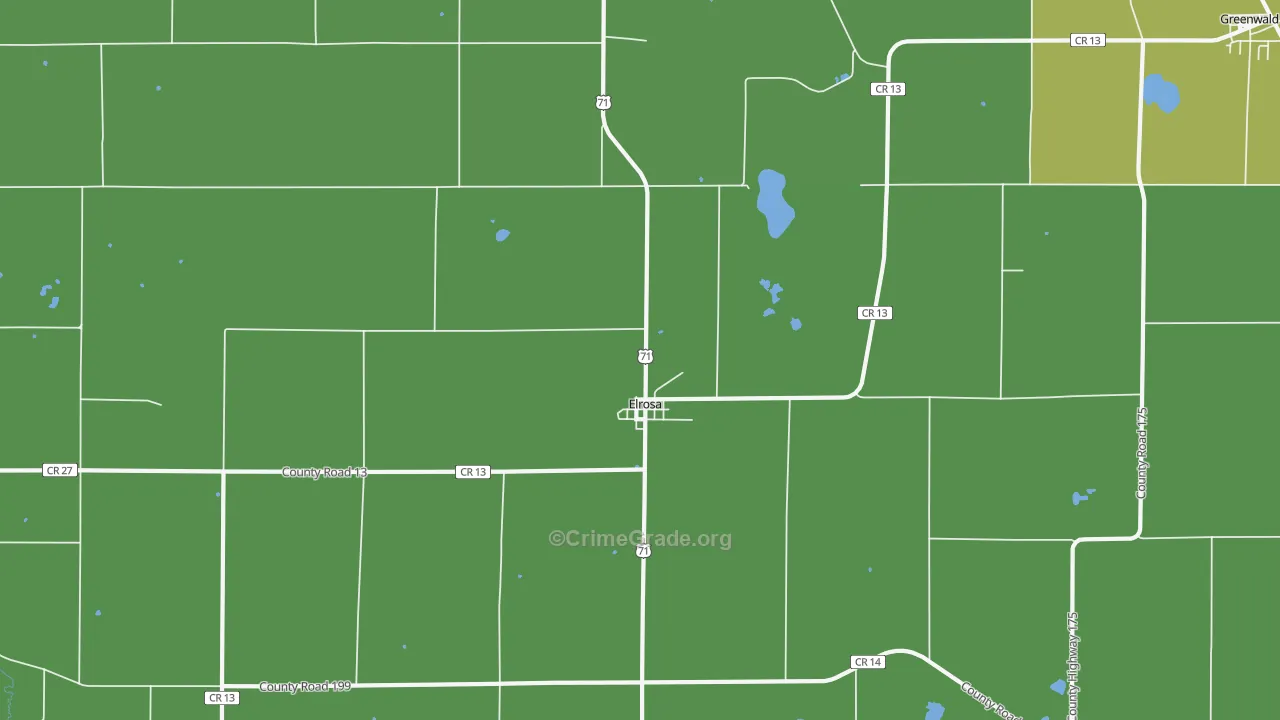 Elrosa, MN Map of Vehicle Theft Rates