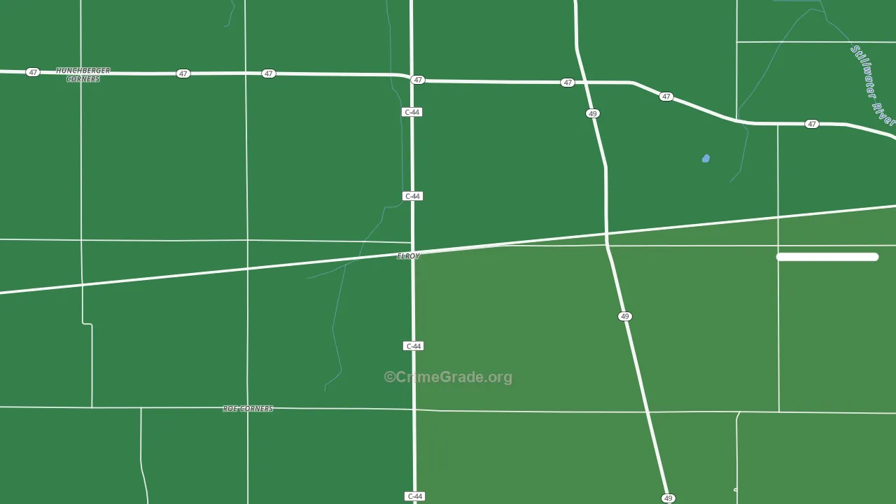 Elroy, OH Map of Vehicle Theft Rates