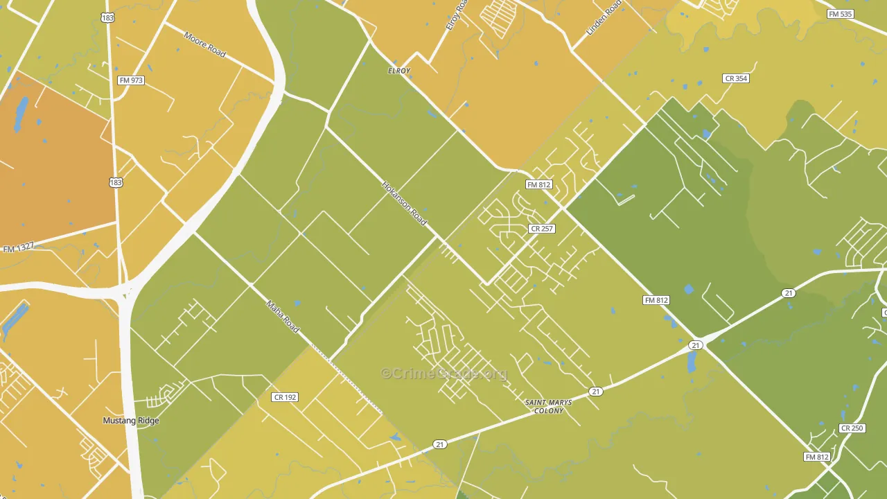 Elroy, TX Map of Vehicle Theft Rates