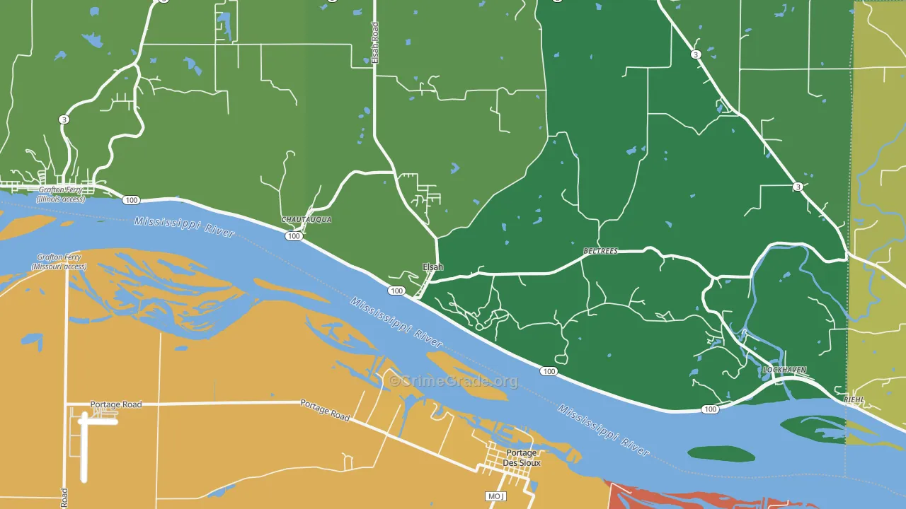 Elsah, IL Map of Vehicle Theft Rates