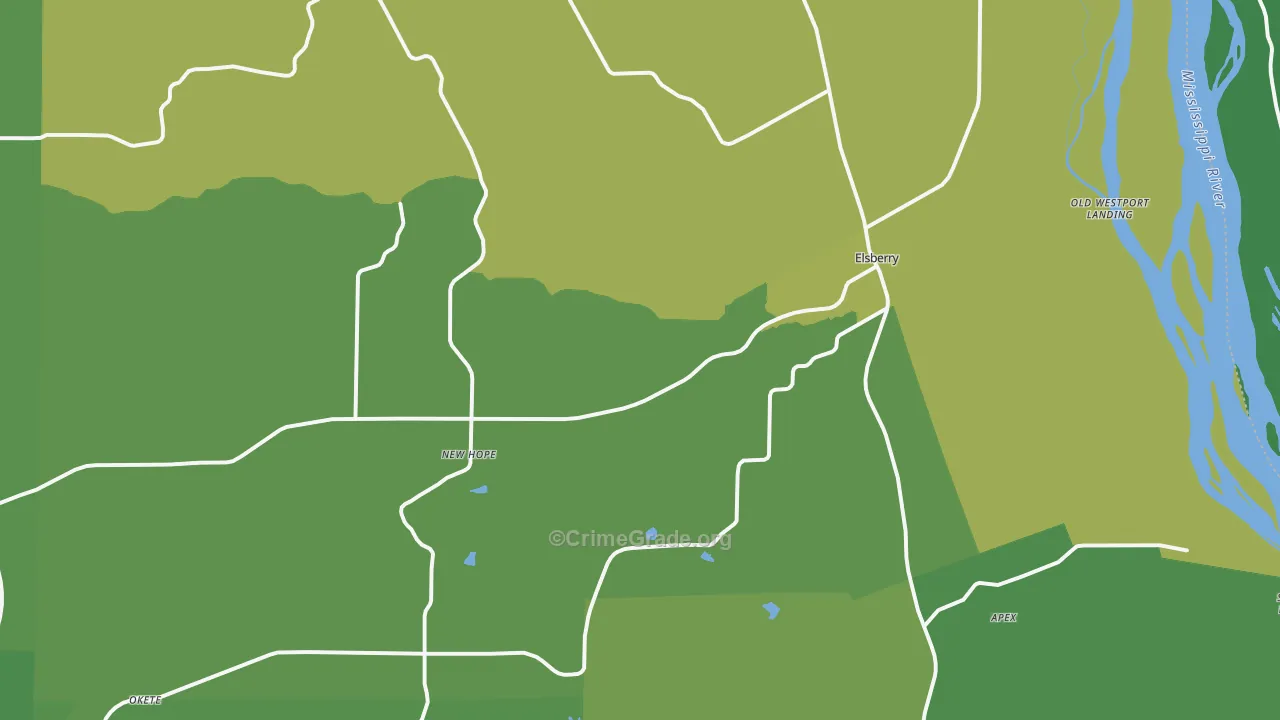 Elsberry, MO Map of Vehicle Theft Rates