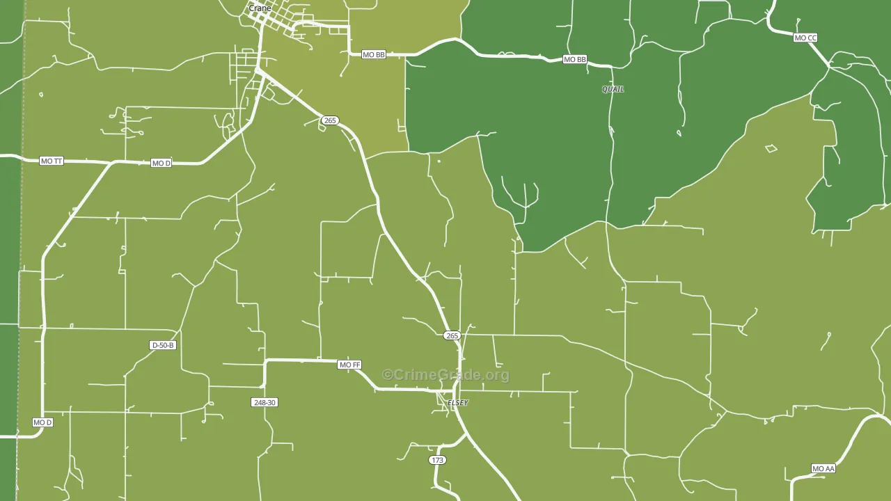 Elsey, MO Map of Vehicle Theft Rates