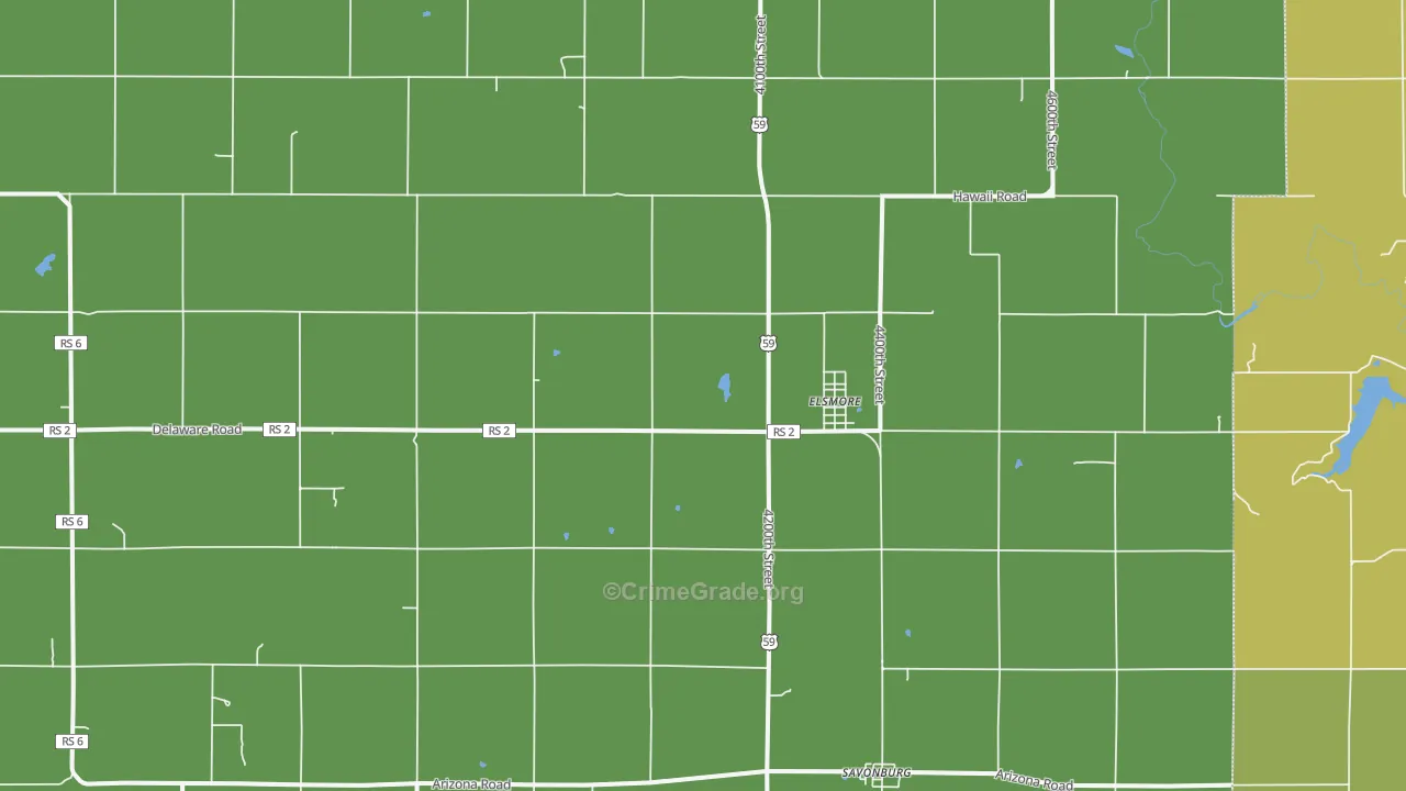Elsmore, KS Map of Vehicle Theft Rates