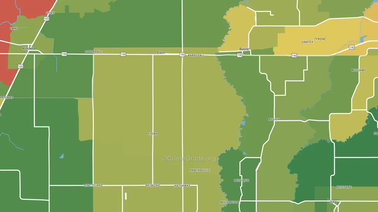 Elton, LA Map of Vehicle Theft Rates
